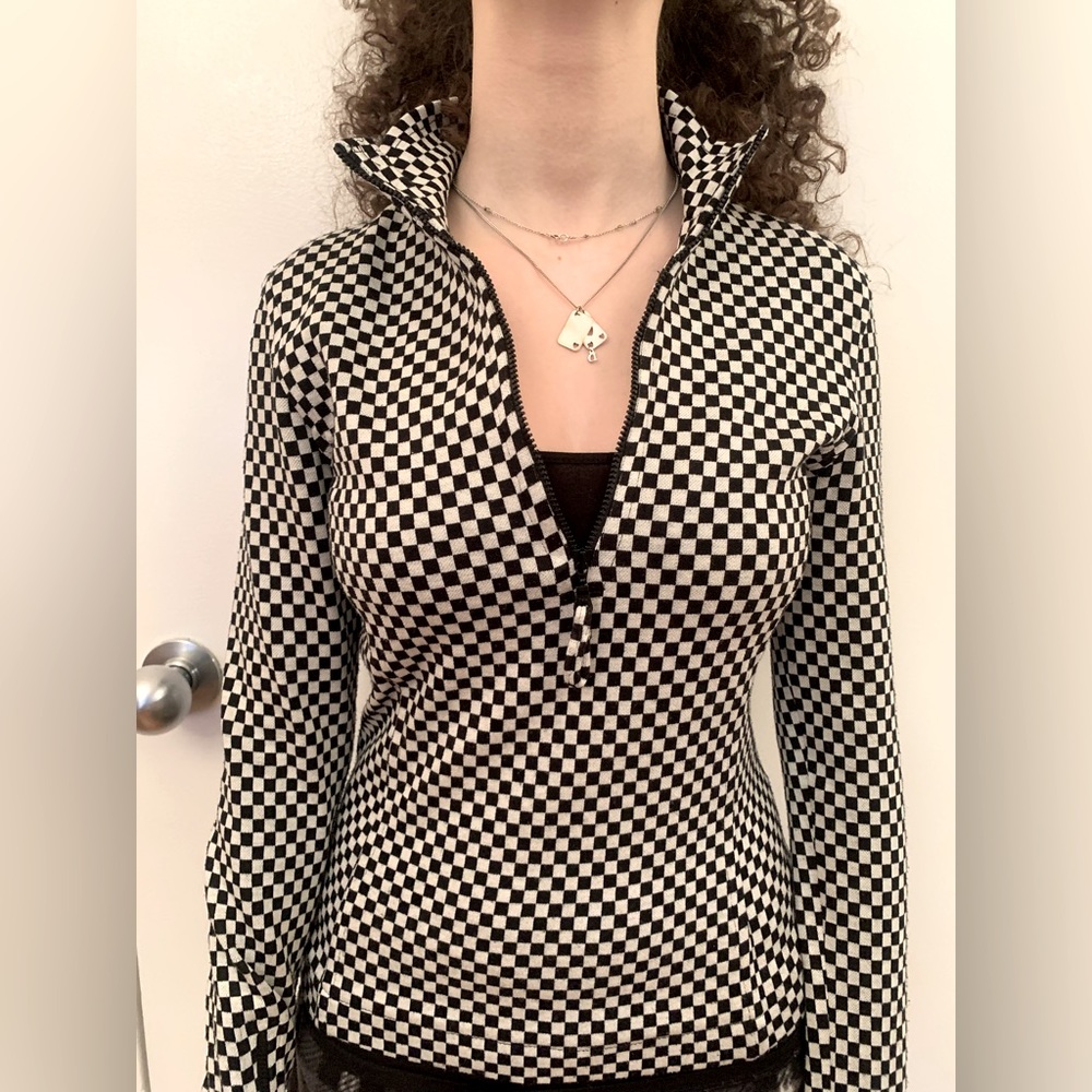 Checkered Long Sleeve Top